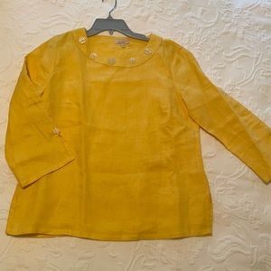 Choices yellow linen top small EUC